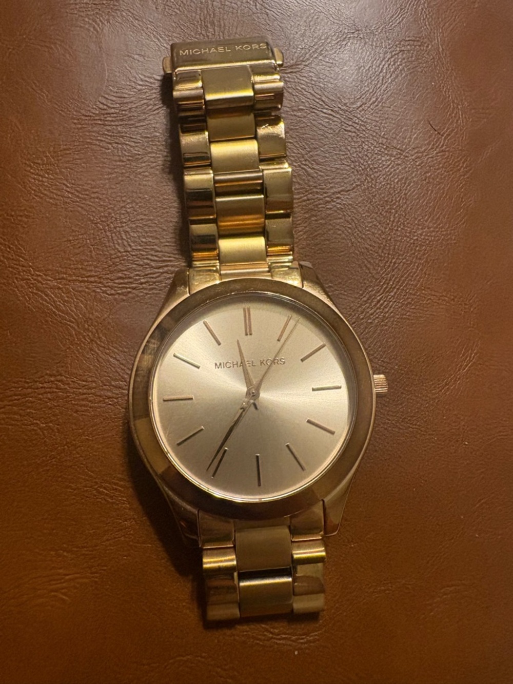 Michael Kors Gold-Tone Stainless Steel Bracelet Watch with Champagne Dial
